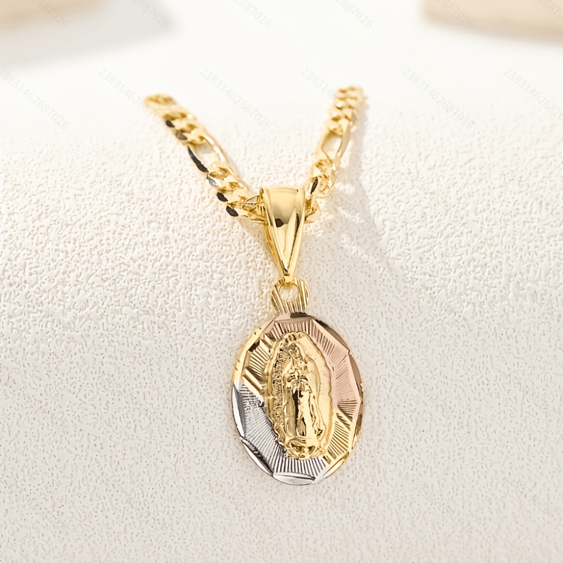 Vintage Figaro Chain Necklace with Madonna Pendant